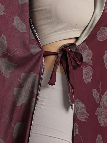 Image of 9shines Label Stylish Cotton Nighty Robe for Women | Front Open Floral Housecoat | Wrap Nighty with Pocket | Adjustable Waist Tie | Plus Size housecoat (HC-2026)