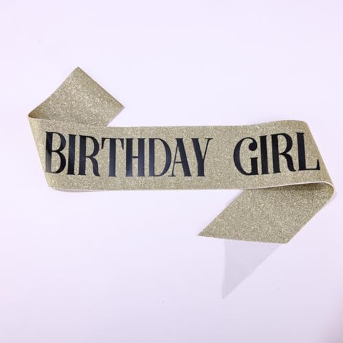Glitter Birthday Girl Sash with Gold Foil Happy Birthday Decoration for Women Gifts for 18th 21st 30th 40th 70th Bday Party4