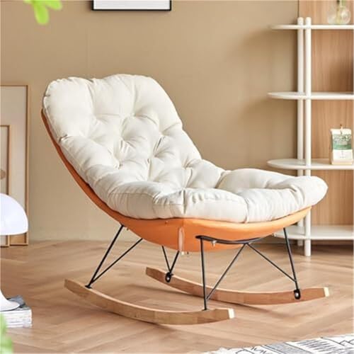 Moderna mecedora de ocio para balcón y sala de estar, sillón relajante y reclinable con asiento suave para leer (naranja)