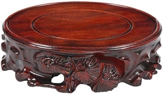 Bonsai Pedestal Vase Pedestal Stands Solid Wood Bracket Ornaments Teapot Bonsai Vase Flower Pot Incense Burner Buddha Statue Wooden Round Base Planter Stand Plant Holder
