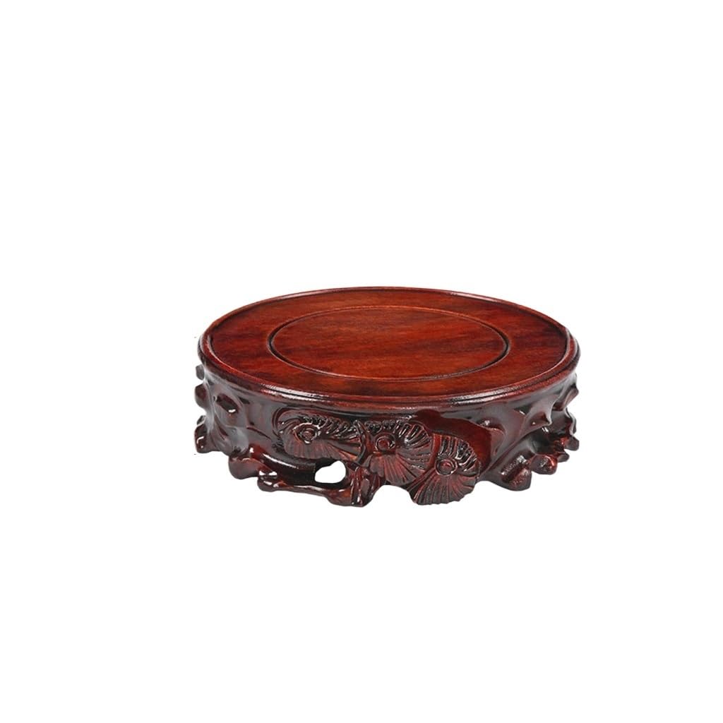 NEBE Plant Stand Indoor Solid Wood Bracket Ornaments Teapot Bonsai Vase Flower Pot Incense Burner Buddha Statue Wooden Round Base