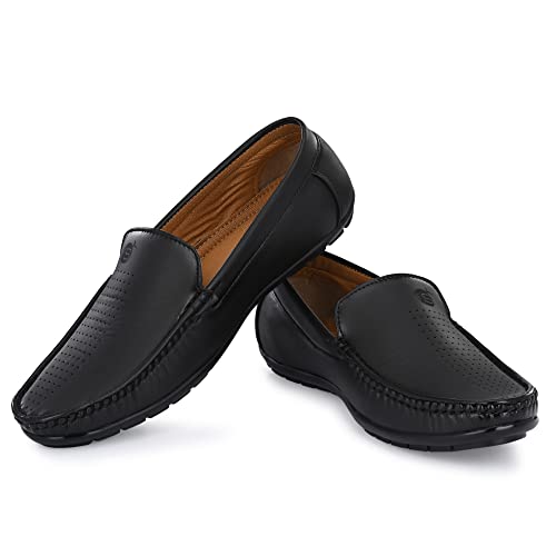 Image of Stylelure Men Synthetic Leather Perforations Suede Loafers