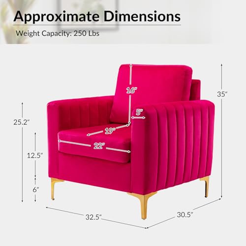 Sillón de terciopelo moderno fucsia metal dorado miniatura 2