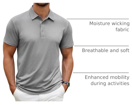 Image of COOFANDY Men's Polo Shirt Golf Quick Dry Performance Short Sleeve Moisture Wicking Athletic Polo Collared Tennis T-Shirt