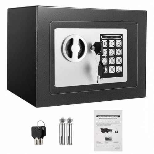 Caja Fuerte Digital con Cerradura de Combinación y 2 Llaves   Caja Fuerte de Seguridad Resistente para Efectivo, Joyas, Objetos de Valor   Operación Sin Batería (CAJA FUERTE 17PUL)