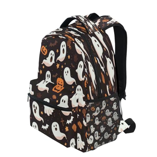 Dussdil Ghost Halloween Pumpkin Kids Backpack School Backpacks for Boys Girls 16 IN Book Back Pack Bag Casual Travel Daypack with Adjustable Shoulder Strap Zipper3