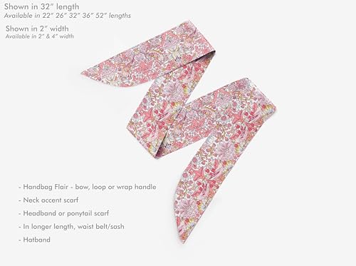 Liberty London Scarf -Choose Length - "Strawberry Thief" Pink William Morris Skinny Scarf Tie Headband, Handbag/Purse flair - Silky Tana Lawn Cotton - Choose Length2