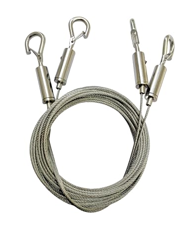 Image of Adjustable Picture Hanging Wire Kit 2Pcs,Heavy Duty Stainless Steel Wire Rope 1.5m x 1.5mm for Hanging Mirrors,Frame,Lamps,Billboards,Basket Flowerpot - Holds Up to 79lbs(36kg)