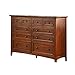 A-America Westlake 10 Drawer Master Dresser, Cherry Brown Finish