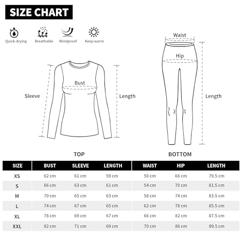 EIISSION Ropa Termica Mujer Set Invierno Conjunto Ropa Interior Térmica Camiseta Manga Larga Pantalón Termico para el Frio Extremo Mallas Termicas L