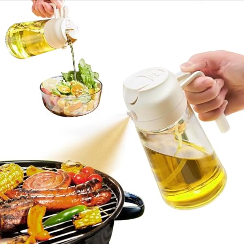 Genérico Flip 470ml 2 en 1 Dispensador de Aceite y Pulverizador de Aceite, Vertedor Dispensador de Aceite de Oliva para, Cocina, Cocinar,Freidora de Aire,Ensalada, Barbacoa (Negro)