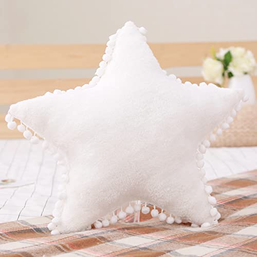 elfishgo Creative Star Moon and Cloud Plush Pillows Stuffed Toys (White, Star)