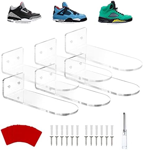 DAAIXC 6pcs Floating Shoe Rack,Acrylic Clear Wall Mounted Shoe Display Shelf,Display Shoe&Sneaker Collectible Mini Shoe Rack For Gaming Room Room Decor For Men
