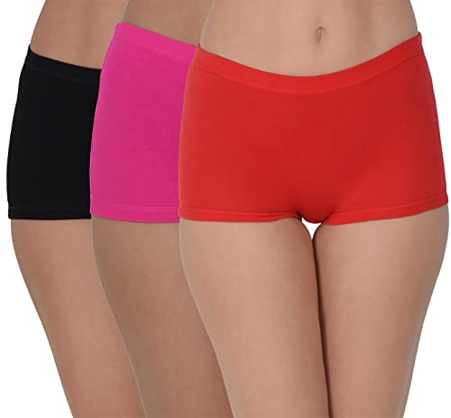 Image of EVA & JOY Women's Cotton Solid Mid-Rise Boyshort Panty (Pack of 3)