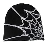 MAEHARRT Unisex Y2k Beanie Y2k Crochet Hat Goth Grunge Punk Spider Web Beanie Casual Preppy Streetwe