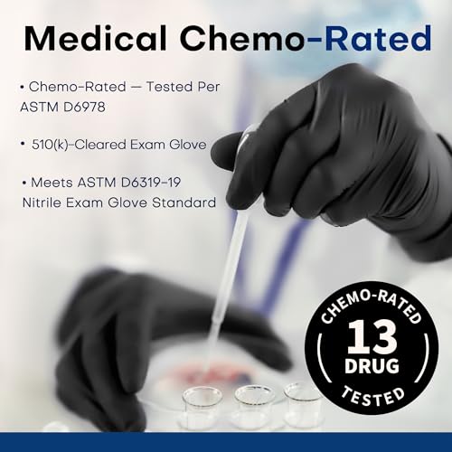 image for Supmedic Disposable Nitrile Gloves, Chemical Resistant, Powder-Free, L