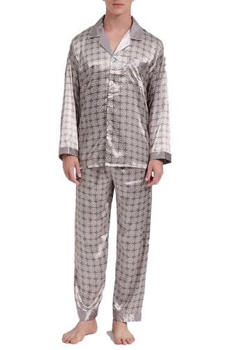 Ensemble pyjama homme manches longues vêtement d'intérieur boutonné 2 pièces