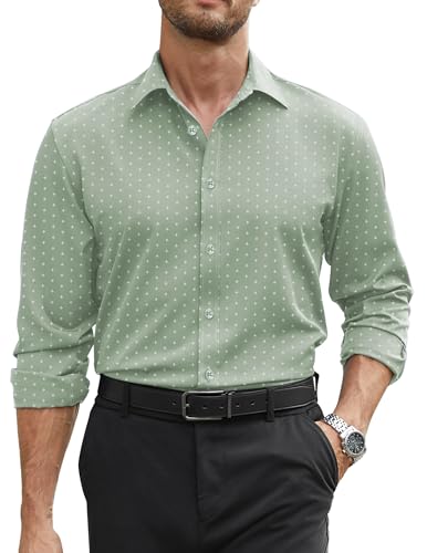 Image of COOFANDY Mens Stretch Dress Shirts Long Sleeve Button Down Shirt Regular Fit Formal Business Shirts