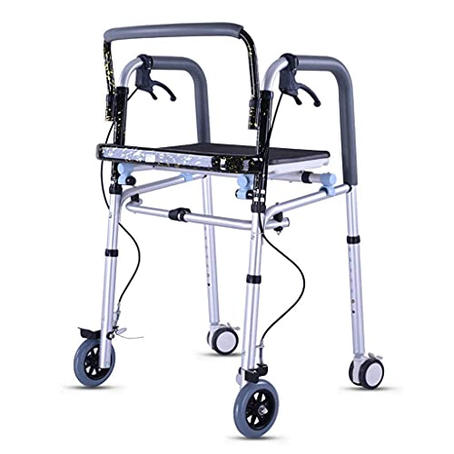 Déambulateur médical à roulettes en aluminium avec dossier et pochette