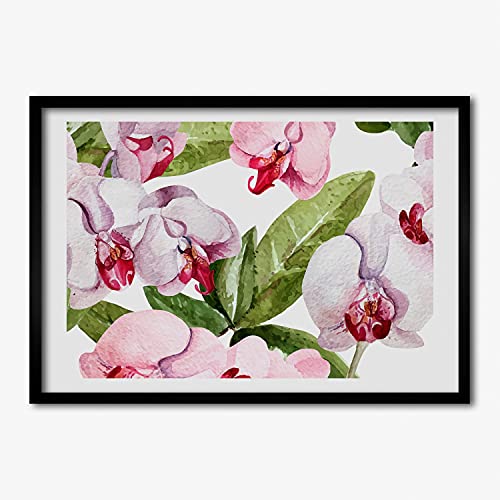 Tableau de peinture d'orchidées roses 70x50 cm pour décorer un salon zen