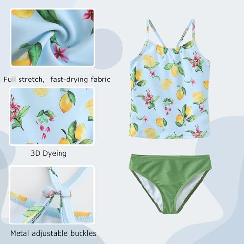 Image of Girls Two Piece Tankini Swimsuits Tie Dye Bathing Suit Kids Hawaiian Swimwear Set 3-16 Years