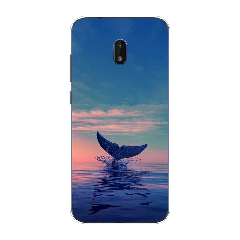 KARTXITAI Funda Silicone Case Compatible con Nokia C1 Plus, Carcasa de Silicona Cover, Gel Flexible,Regalo Original - Delfín, Playa