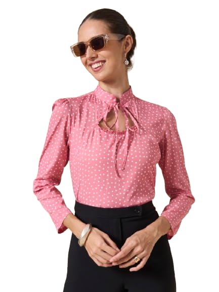 Image of Style Quotient Women Smart Printed top with Neck Tie-up Full Sleeve Shirt