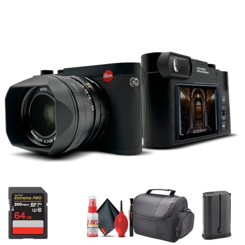 Leica Q3 Appareil photo numérique compact puissant (19080) avec objectif Summilux 28 mm f/1.7 ASPH, enregistrement 8K, capteur 60 MP, carte 64 Go, sac et kit de nettoyage
