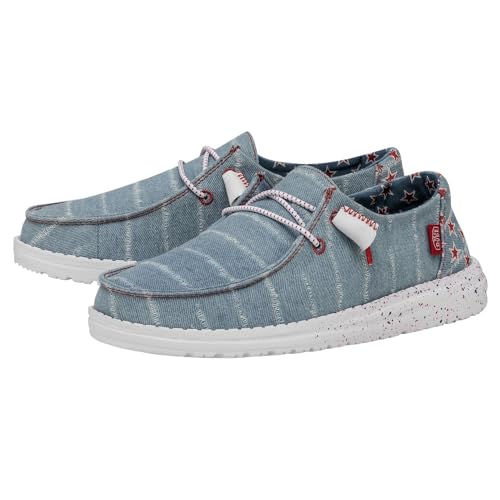 Image of Hey Dude Women's Wendy Slub CanvasMoc Toe Shoes, Denim Star, 6 UK