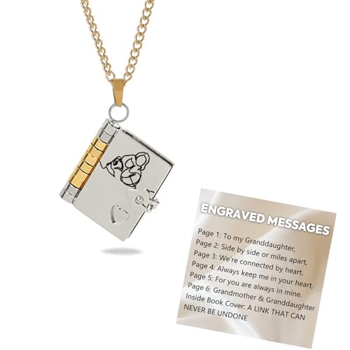 37JEWELRY To My Granddaughter Book Necklace, Graduation Sweet 16 Birthday Gifts for Granddaughter from Grandma Grandpa, Heart Locket Pendant Necklace for Women with Gift Box