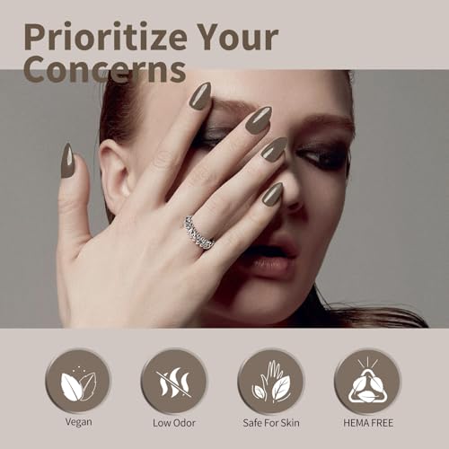 Image of CANNI Brown Gel Nail Polish, 1Pcs Brown Gel Polish Color Nail Polish High Gloss Soak Off U V Nail Manicure Salon DIY at Home