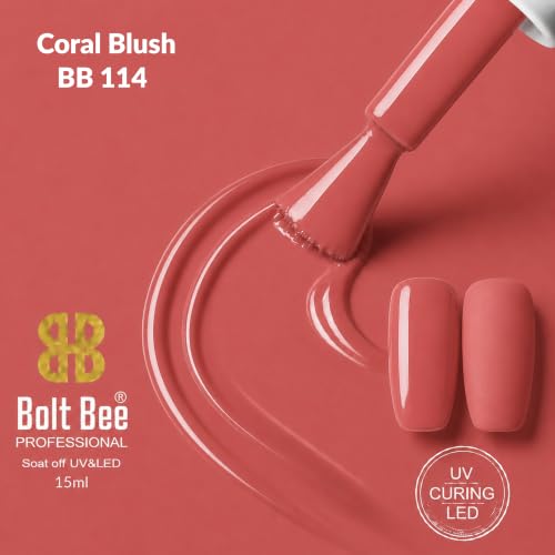 Image of BOLT BEE 15ML Gel Nail Polish 1Pc Clear Pink Glitter Nail Polish Soak Off UV LED Nail Gel Polish Nail Art Starter Manicure Salon DIY at Home, 0.5 OZ (1) (114)