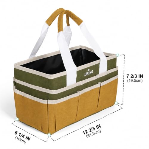 Image of JJRING Craft Organizer Tote Bag Art Storage Caddy Dark Green and Brown