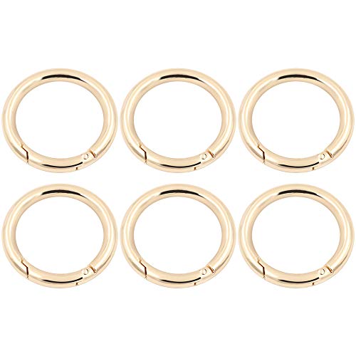 6 x runde O-Ring-Karabiner mit Federverschluss, Schlüsselanhänger, Schnalle, Legierung, gold, 16 mm Cover