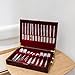 GENRICE Wooden Silverware Chest without Silverware, Silverware Box Storage for Silver, Silverware Case with Handle and Felt Lined, Flatware Chest for 12 sets of Utensils