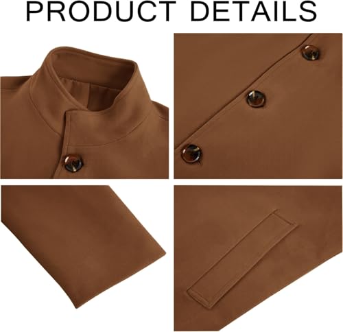 Image of Makkrom Mens Casual Overcoat Single Breasted Peacoat Business Topcoat