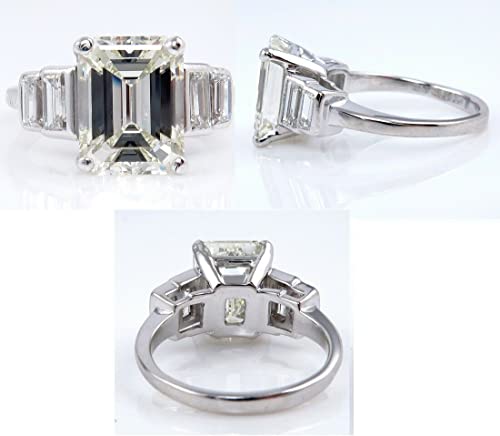 BeBold 4Ct Emerald Baguette Cut Simulated Diamond CZ Solitaire Engagement Ring for Women White Gold Plated3