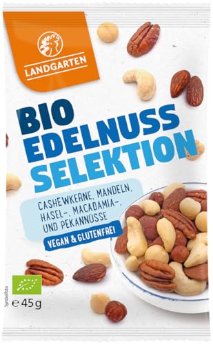 Landgarten Bio Edelnuss Selektion | Proteinreicher Erdnuss Mix für unterwegs | 45 g (1er Pack)