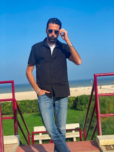 COOFANDY Mens Button Down Shirts Short Sleeve Casual Shirt Summer Untucked Dress Shirts2