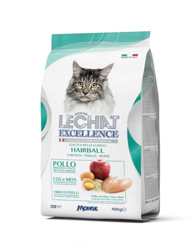 Monge Lechat Excellence Hairball Alimento Completo per Gatti con Pollo, 400g