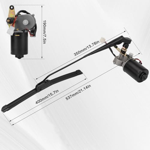 Image of UTV Windshield Wiper Kit - 12V 30W Electric Wiper Motor with 16 inch Blade & 13.8 inch Arm, Compatible with Polaris Ranger RZR 570 /900 /1000, Compatible with Can-Am Defender, Maverick X3