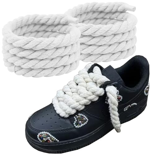 Wekuw Cordones Gordos para Air Force 1 - Rope Laces 8 mm Redondos Gruesos Anchos 150 cm para Zapatillas y Zapatos Casuales (1 Par)