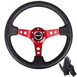 NRG RST-006 強化 ステアリング ホイール 350mm レッド 保証付き GOニトリルグローブ付 (レッド)