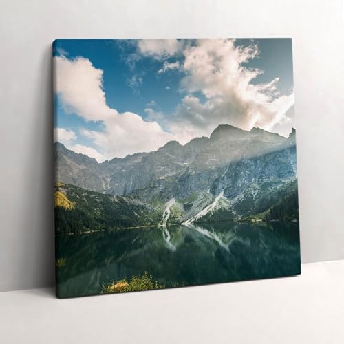 Décoration Murale Peinte de Prestige - Toile Paysage de Montagne Wallfluent 60x60cm
