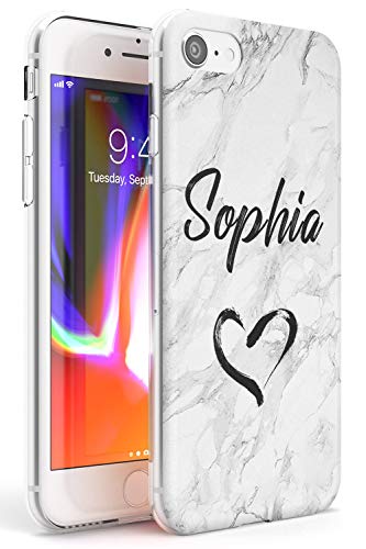 Case Warehouse iPhone 7 Plus / 8 Plus Personalizada Mármol Nombre Personalizado Negro Funda de Teléfono de Goma Cover Iniciales Corazón...