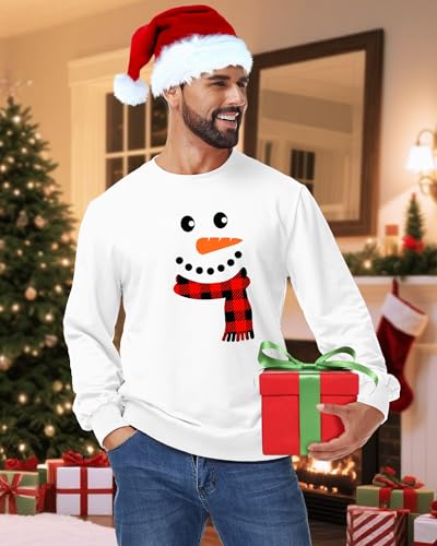 Snowman Face and Plaid Scarf Christmas Sweatshirt - Image 3