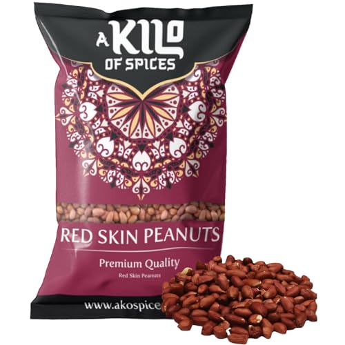 A Kilo of Spices | Red Skin Peanuts 1 KG - Unroasted, Unsalted Red Crunchy Nuts Fresh & Delicious Whole Raw Peanuts, Used in Asian, African and Caribbean Cuisine