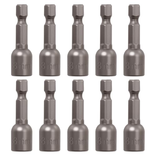 10-Piece 1/4" Hex Shank Magnetic Impact Driver Socket Set, 8mm Impact Nut Setter & Deep Socket Set, Quick-Change Power Tool Accessories, Ideal for Impact Driver, Drill & Screwdriver