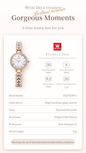 Image of OLEVS Diamond Watch for Women Luxury Dress Rose Gold Bracelet Casual Elegant Waterproof Date Ladies Quartz Wrist Watches