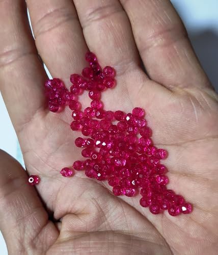 Image of GoSetGet! 4mm Rondelle /Tire (1000 Pcs) Rani Pink Crystal Macrame Plastic Beads for Arts, Crafts & Decoratives-High Sparkle Cutting Crystal Beads for Macrame, Jhula, Torana, Jhumar (RaniPink)